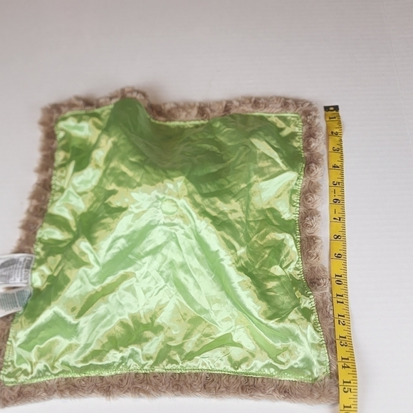 Okie Dokie Monkey Lovey Wild for Mommy Green  Security Blanket Rattle Satin - Picture 7 of 8